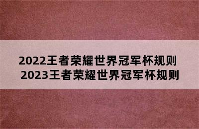 2022王者荣耀世界冠军杯规则 2023王者荣耀世界冠军杯规则